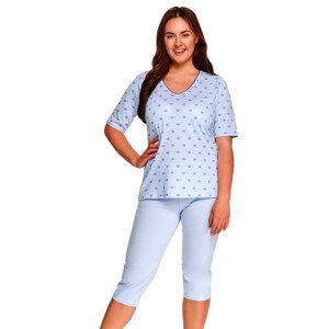 Dámské vzorované pyžamo nadměrné velikosti Lidia Taro Barva/Velikost: modrá světlá / 4XL