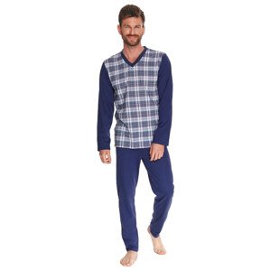 Pánské vzorované pyžamo Victor 2633/2634/21 Taro Barva/Velikost: granát (modrá) / XXL