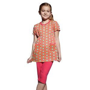 Dívčí pyžamo s capri kalhotami se vzorem srdíček Taro Barva/Velikost: růžová tmavá / 122
