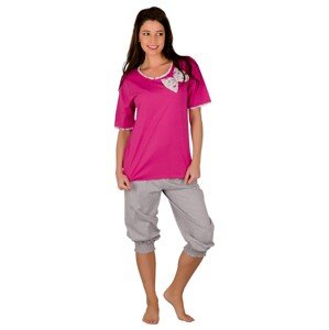 Dámské pyžamo Adela s velkou mašlí a capri kalhotami Taro Barva/Velikost:  růžová tmavá / M
