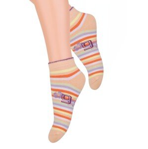 Dívčí kotníkové ponožky se vzorem barevných pruhů RE5 004 STEVEN Barva/Velikost: koral (coral) / 26/28