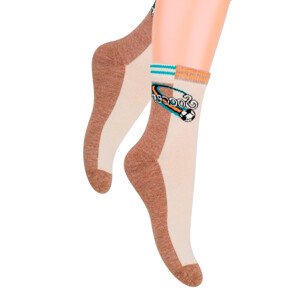 Chlapecké klasické ponožky s nápisem Soccer 014/133 Steven Barva/Velikost: béžová / 29/31