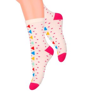 Dívčí klasické ponožky se vzorem puntíků 014/126 Steven Barva/Velikost: šampaň / 26/28