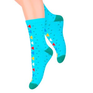 Dívčí klasické ponožky se vzorem puntíků 014/129 Steven Barva/Velikost: modrá světlá / 26/28