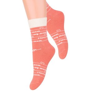 Dívčí klasické ponožky s nápisem I love 014/145 Steven Barva/Velikost: koral (coral) / 26/28