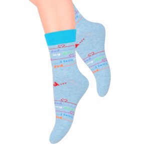 Dívčí klasické ponožky s nápisem I love 014/149 Steven Barva/Velikost: tyrkys / 29/31