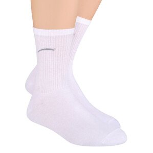 Chlapecké klasické ponožky jednobarevné s logem 022/1 Steven Barva/Velikost: bílá / 35/37