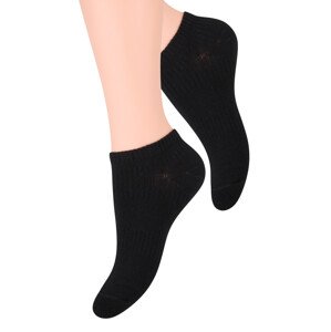Dámské nízké ponožky jednobarevné s elastiským pruhem STEVEN Barva/Velikost: černá / 35/37