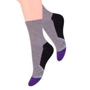 Dámské sportovní ponožky s nápisem Power STEVEN 026/113 Barva/Velikost: světlý melír / 38/40