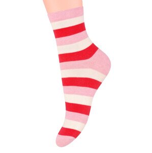Dámské ponožky se vzorem proužků YE74 Steven 037 Barva/Velikost: červená / 38/40
