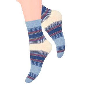 Dámské ponožky se vzorem proužků Steven 037/82 Barva/Velikost: tyrkys světlá / 35/37
