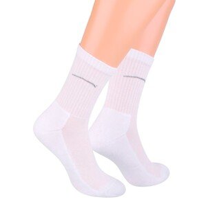 STEVEN Pánské klasické ponožky polofrofé jednobarevné s logem 047 Barva/Velikost: bílá / 44/46