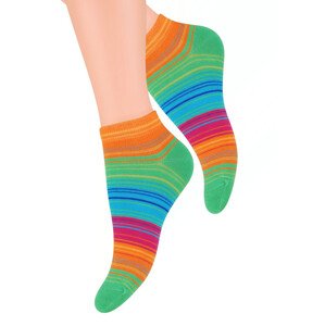 Dámské kotníkové ponožky se vzorem proužků 052/60 STEVEN Barva/Velikost: oranžová světlá / 35/37