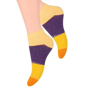 Dámské kotníkové ponožky se vzorem pruhů 052/63 STEVEN Barva/Velikost: žlutá tmavá / 35/37