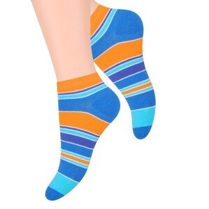 Dámské kotníkové ponožky se vzorem pruhů  052/105 STEVEN Barva/Velikost: modrá / 35/37