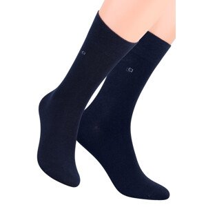 Pánské oblekové ponožky se vzorem dvou čtverců 056/1 STEVEN Barva/Velikost: modrá tmavá / 39/41