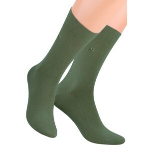 Pánské oblekové ponožky se vzorem dvou čtverců 056/1 STEVEN Barva/Velikost: oliva tmavá / 39/41
