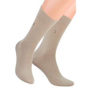 Pánské oblekové ponožky se vzorem proužků 056/5 STEVEN Barva/Velikost: béžová tmavá / 42/44