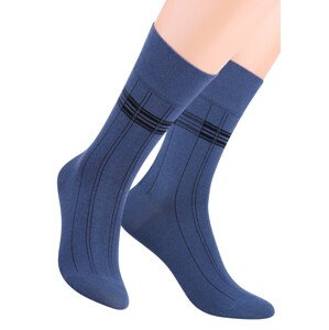 Pánské oblek ponožky se vzorem velké kostky STEVEN 056/7 Barva/Velikost: modrá / 39/41