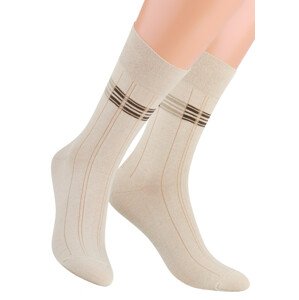Pánské oblek ponožky se vzorem velké kostky STEVEN 056/7 Barva/Velikost: béžová / 42/44