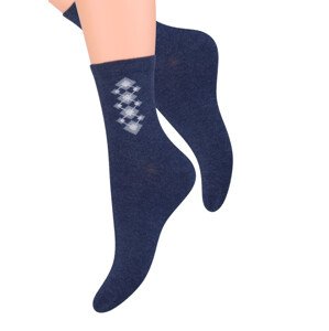 Dámské ponožky se vzorem na kotníku Steven 099/239 Barva/Velikost: granát (modrá) / 35/37
