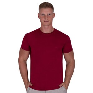 Pánské jednobarevné tričko s krátkým rukávem TDS Barva/Velikost: bordo (vínová) / M/L