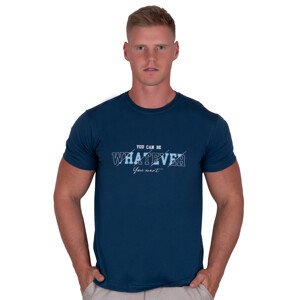 Pánské jednobarevné tričko s krátkým rukávem TDS Barva/Velikost: jeans / XXL/3XL