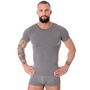 Pánské tričko Merino SS11030 BRUBECK Barva/Velikost: šedá melír / L/XL
