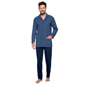Pánské propínací pyžamo 265 se vzorem puntiku Regina Barva/Velikost: modrá tmavá / L