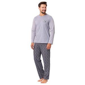 Pánské pyžamo s obrázkem Parker 1394 HOTBERG Barva/Velikost: šedá světlá / M
