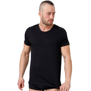 Pánské jednobarevné tričko s krátkým rukávem 174 HOTBERG Barva/Velikost: černá / S/M