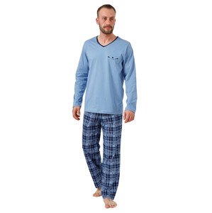 Pánské pyžamo Leon se vzorem kostky HOTBERG Barva/Velikost: modrá světlá / L