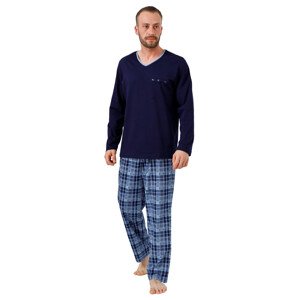 Pánské pyžamo Leon se vzorem kostky HOTBERG Barva/Velikost: granát (modrá) / XL