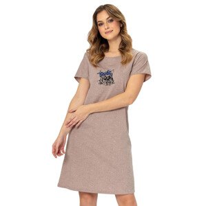 Dámská noční košile s obrázkem Wiolet 1295 LEVEZA Barva/Velikost: béžová tmavá / XL