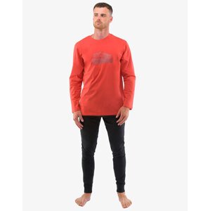 Gina Výhodné balení 5 kusů - Pyžamo dlouhé pánské 79127P Barva/Velikost: červená, černá / XL