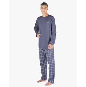Gina Výhodné balení 5 kusů - Pyžamo dlouhé pánské 79149P Barva/Velikost: tm.popel, sv. šedá / L