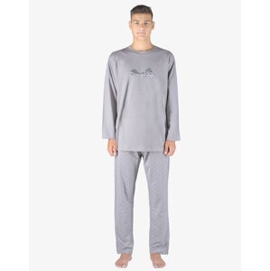 Gina Výhodné balení 5 kusů - Pyžamo dlouhé pánské 79151P Barva/Velikost: šedá, tm. šedá / L