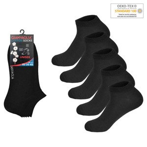 Gianvaglia 5-PACK Bavlněných kotníkových ponožek SK-501-BLACK Barva/Velikost: černá / 35-40